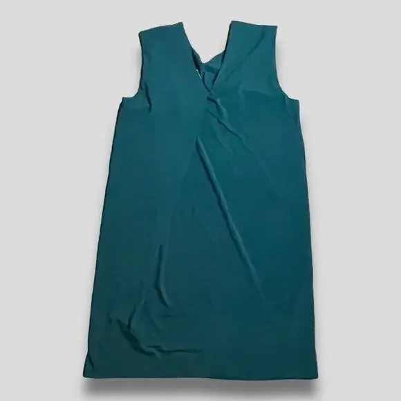 HELMUT LANG CASUAL SHIFT WESTERN MOD DRESS DEEP TEAL GREEN MEDIUM P - Picture 3 of 9